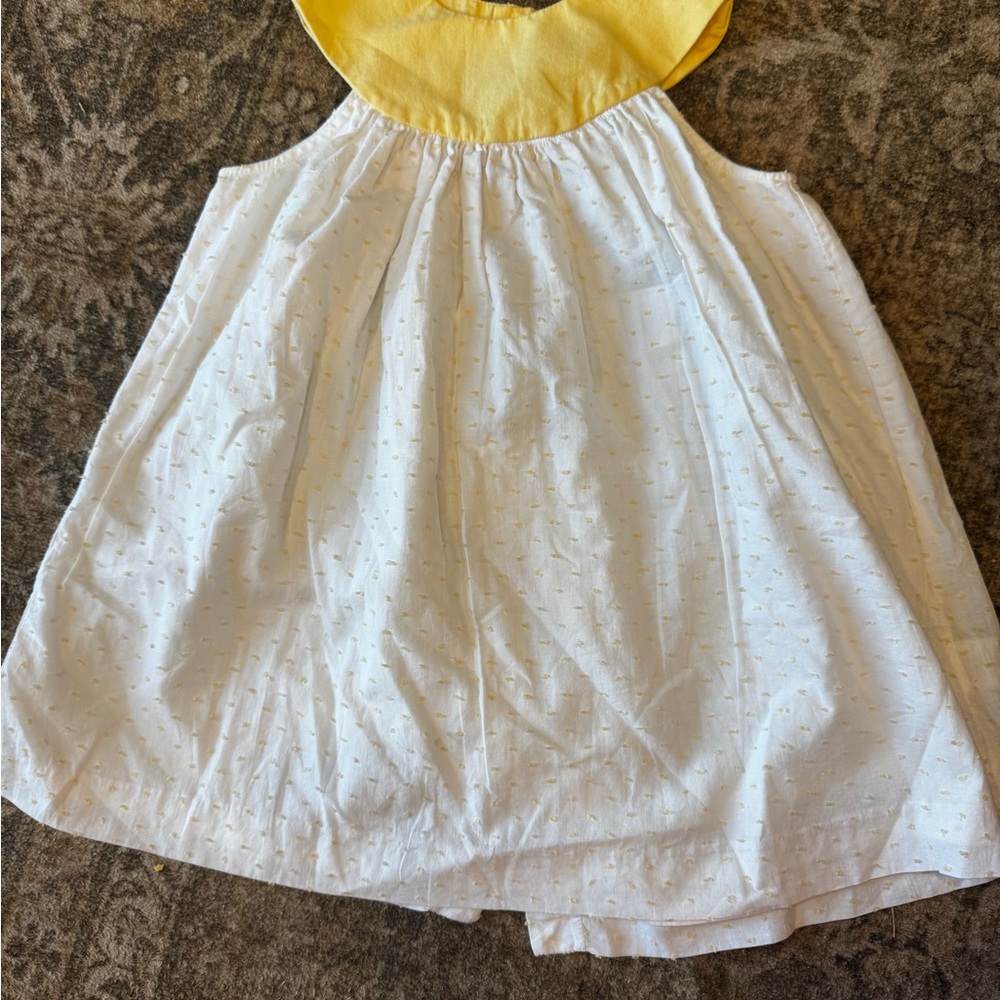 Yellow and White Sleeveless Dress